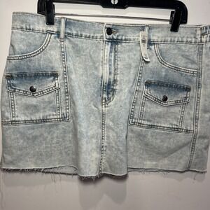 NWT Aerie Cargo Micro Mini Skirt Womens Size XL Soft Denim Ice Blue‎ Cotton $50